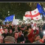 Protestors gather outside Georgian parliament demanding a new election with focus on European integration