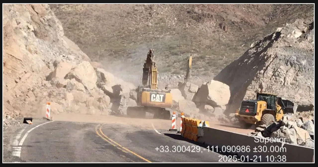 Complete road closures on US 60 in Pinal County due to rock blasting